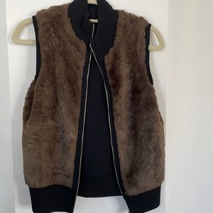 Reversible Faux Fur/Black Vest, Size Small